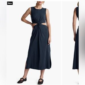 Navy Blue Sleeveless Twist Dress